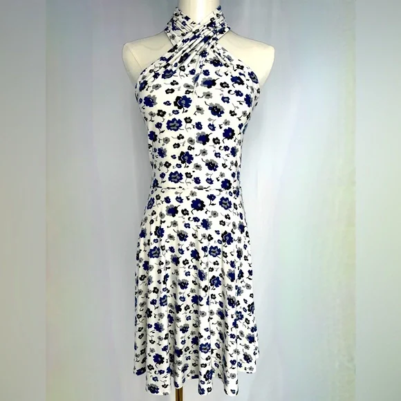 FREE PEOPLE - Floral High Neck Criss-Cross Dress - Picture 1 of 12